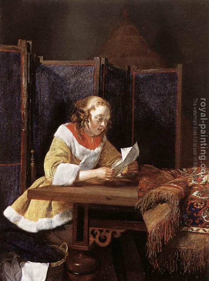 Gerard Ter Borch : A Lady Reading A Letter